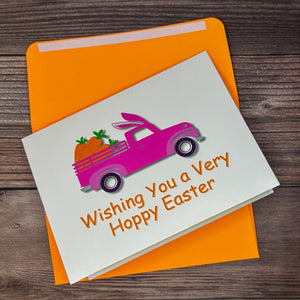 Pink Truck with Carrots Easter Card