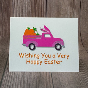 Pink Truck with Carrots Easter Card