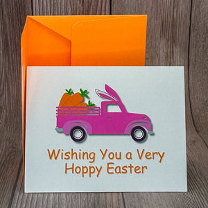 Pink Truck with Carrots Easter Card