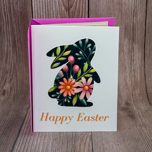 Floral Bunny Happy Easter Card