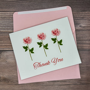 Three Pink Rose Thank You Card