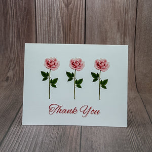 Three Pink Rose Thank You Card