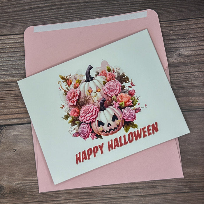 Pink Halloween Pumpkin Card