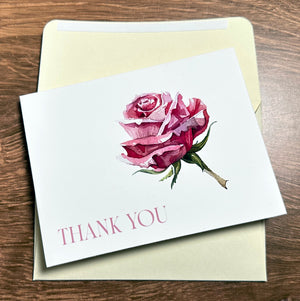 Watercolor Rose Thank You Card