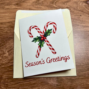Candy Cane Season's Greetings Card