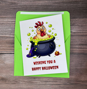 Chicken in Potion Halloween Card