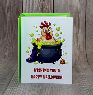 Chicken in Potion Halloween Card