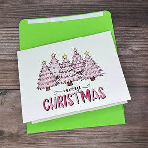 Pink Christmas Tree Card