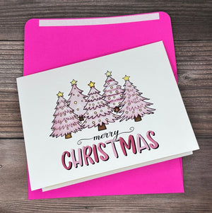 Pink Christmas Tree Card