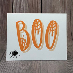 Boo with Spider Halloween Card