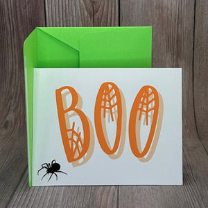 Boo with Spider Halloween Card