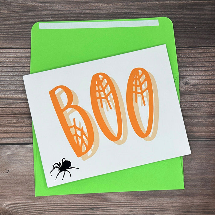 Boo with Spider Halloween Card