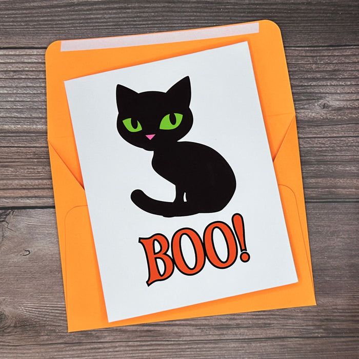 Black Cat Boo Card